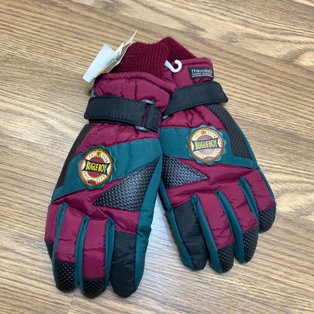 Vintage! Thinsulate Bugle Boy Retro Multi-Color Ski Gloves Boys Size 16/18‎